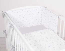 Bobono Dwustronna pościel dla dzieci 2-częściowa bawełniana - mini gwiazdki szare na białym tle/szary