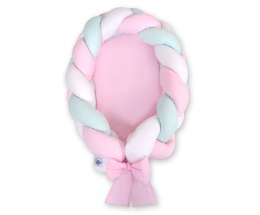My Sweet Baby Kokon niemowlęcy pleciony 2 w 1 - biało-różowo-miętowy