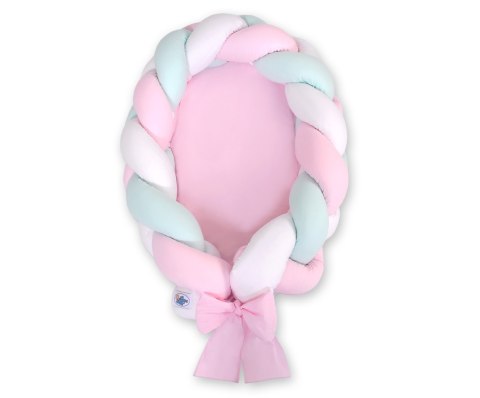 My Sweet Baby Kokon niemowlęcy pleciony 2 w 1 - biało-różowo-miętowy