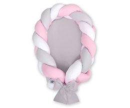 My Sweet Baby Kokon niemowlęcy pleciony 2 w 1 - biało-szaro-różowy