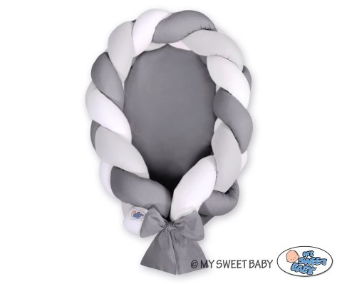 My Sweet Baby Kokon niemowlęcy pleciony 2 w 1 - biały-szary-antracyt