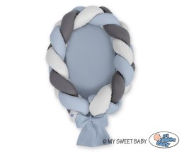 My Sweet Baby Kokon niemowlęcy pleciony 2 w 1 - brudny niebieski-szary-antracyt