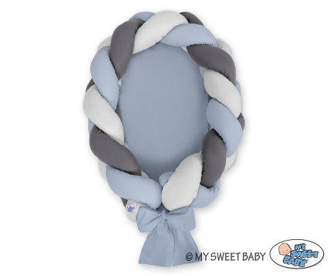My Sweet Baby Kokon niemowlęcy pleciony 2 w 1 - brudny niebieski-szary-antracyt
