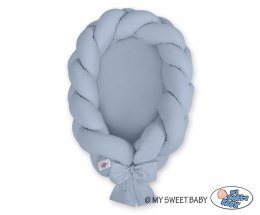 My Sweet Baby Kokon niemowlęcy pleciony 2 w 1 - brudny niebieski