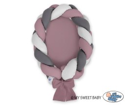 My Sweet Baby Kokon niemowlęcy pleciony 2 w 1 - retro róż-szary-antracyt