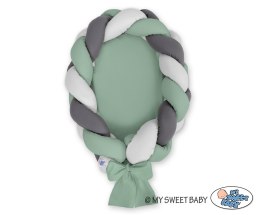 My Sweet Baby Kokon niemowlęcy pleciony 2 w 1 - szałwia-szary-antracyt