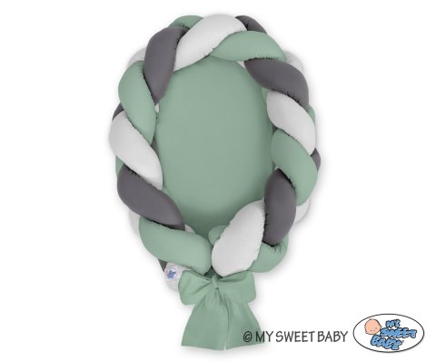 My Sweet Baby Kokon niemowlęcy pleciony 2 w 1 - szałwia-szary-antracyt