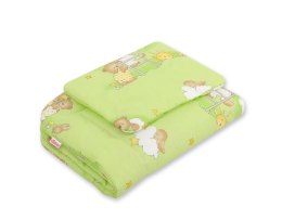 Bobono Komplet pościeli dla niemowląt z wypełnieniem 2-cz 75x100cm NEWBORN - Misie w chmurkach zielone