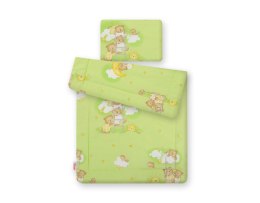 Bobono Komplet pościeli dla niemowląt z wypełnieniem 2-cz 75x100cm NEWBORN - Misie w chmurkach zielone