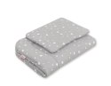 Bobono Komplet pościeli dla niemowląt z wypełnieniem 2-cz 75x100cm NEWBORN - mini gwiazdki białe na szarym