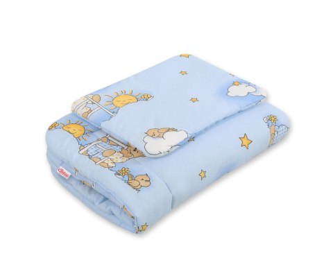 Bobono Komplet pościeli dla niemowląt z wypełnieniem 2-cz 75x100cm NEWBORN - misie w chmurkach niebieskie