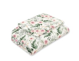 Bobono Komplet pościeli dla niemowląt z wypełnieniem 2-cz 75x100cm NEWBORN - peonie różowe