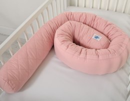 My Sweet Baby 2w1 - Kokon niemowlęcy pikowany - ochraniacz wąż - brudny róż