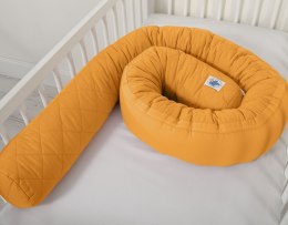 My Sweet Baby 2w1 - Kokon niemowlęcy pikowany - ochraniacz wąż - musztardowy