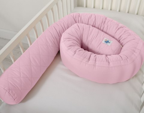 My Sweet Baby 2w1 - Kokon niemowlęcy pikowany - ochraniacz wąż - różowy