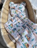 My Sweet Baby Kołderka z wypełnieniem i poduszka profilowana Miś - zestaw 2cz. - pociąg turkusowy