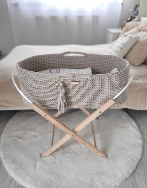 My Sweet Baby Kosz Mojżesza BOHO Handmade ze stojakiem - jasny beżowy