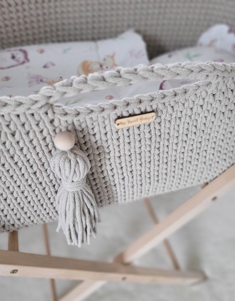 My Sweet Baby Kosz Mojżesza BOHO Handmade ze stojakiem - jasny beżowy