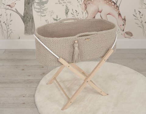 My Sweet Baby Kosz Mojżesza BOHO Handmade ze stojakiem - jasny beżowy