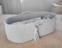 My Sweet Baby Kosz Mojżesza BOHO Handmade ze stojakiem - jasny szary