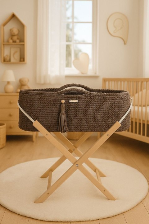 My Sweet Baby Kosz Mojżesza BOHO Handmade ze stojakiem - mocca