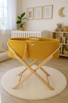 My Sweet Baby Kosz Mojżesza BOHO Handmade ze stojakiem - musztardowy