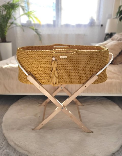 My Sweet Baby Kosz Mojżesza BOHO Handmade ze stojakiem - musztardowy