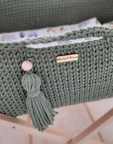 My Sweet Baby Kosz Mojżesza BOHO Handmade ze stojakiem - pistacja