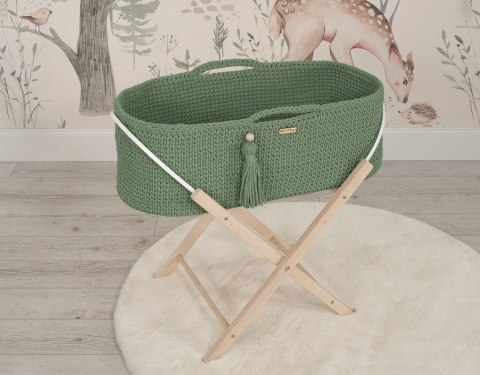 My Sweet Baby Kosz Mojżesza BOHO Handmade ze stojakiem - pistacja