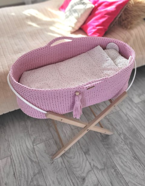 My Sweet Baby Kosz Mojżesza BOHO Handmade ze stojakiem - różowy