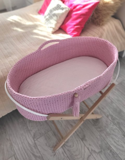 My Sweet Baby Kosz Mojżesza BOHO Handmade ze stojakiem - różowy