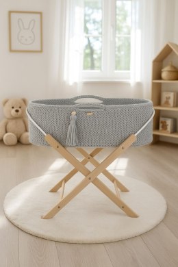 My Sweet Baby Kosz Mojżesza BOHO Handmade ze stojakiem - szary