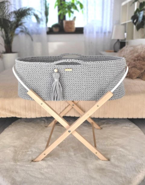 My Sweet Baby Kosz Mojżesza BOHO Handmade ze stojakiem - szary
