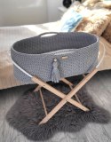 My Sweet Baby Kosz Mojżesza BOHO bawełniany Handmade z materacykiem - ciemny szary