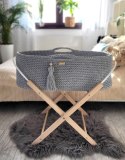 My Sweet Baby Kosz Mojżesza BOHO bawełniany Handmade z materacykiem - ciemny szary