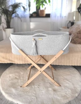 My Sweet Baby Kosz Mojżesza BOHO bawełniany Handmade z materacykiem - jasny szary