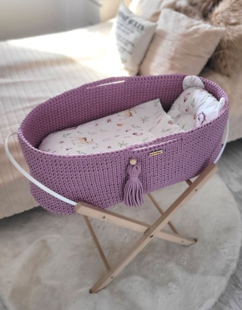 My Sweet Baby Kosz Mojżesza BOHO bawełniany Handmade z materacykiem - lawendowy