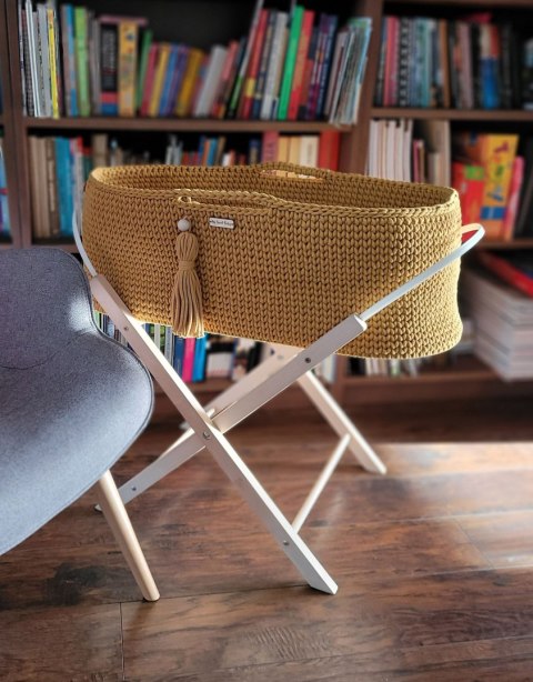 My Sweet Baby Kosz Mojżesza BOHO bawełniany Handmade z materacykiem - musztardowy