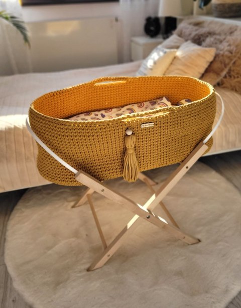My Sweet Baby Kosz Mojżesza BOHO bawełniany Handmade z materacykiem - musztardowy