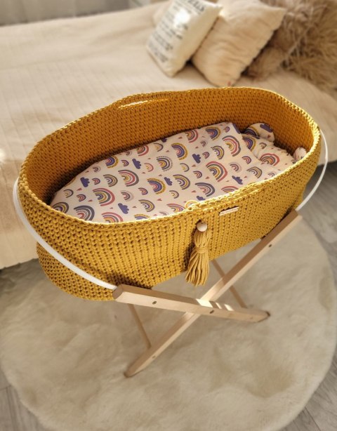 My Sweet Baby Kosz Mojżesza BOHO bawełniany Handmade z materacykiem - musztardowy