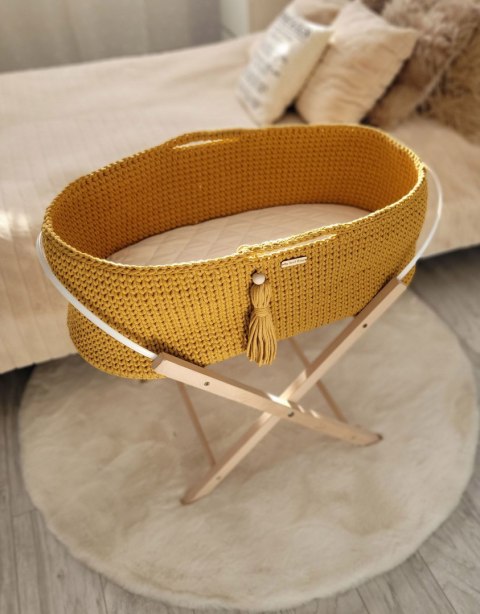 My Sweet Baby Kosz Mojżesza BOHO bawełniany Handmade z materacykiem - musztardowy