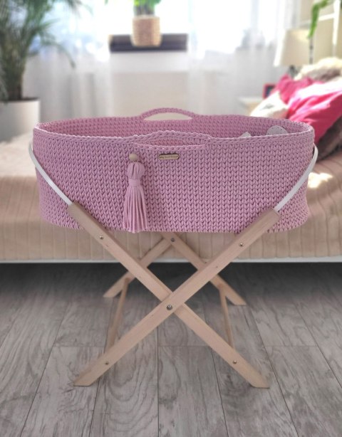 My Sweet Baby Kosz Mojżesza BOHO bawełniany Handmade z materacykiem - różowy