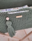 My Sweet Baby Kosz Mojżesza BOHO bawełniany Handmade z materacykiem - szałwia