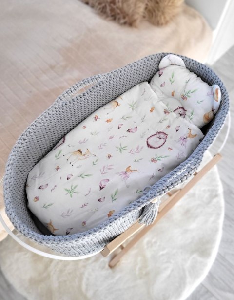 My Sweet Baby Kosz Mojżesza BOHO bawełniany Handmade z materacykiem - szary