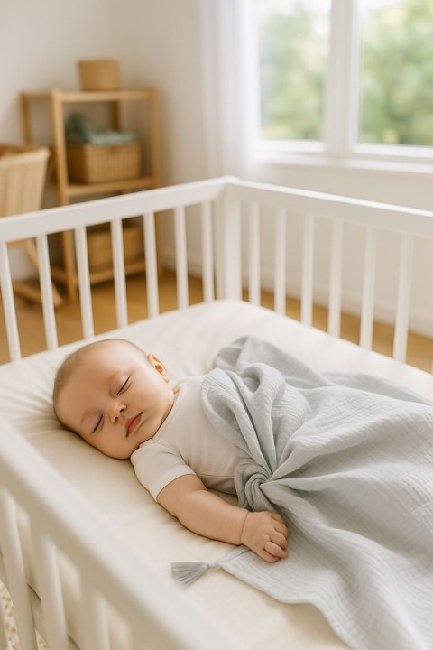 My Sweet Baby Muślinowy kocyk dla niemowląt z chwostami - szary