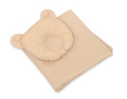 My Sweet Baby Pościel dla niemowląt z wypełnieniem kołderka i poduszka profilowana Miś - zestaw 2cz. - beżowy