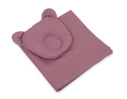 My Sweet Baby Pościel dla niemowląt z wypełnieniem kołderka i poduszka profilowana Miś - zestaw 2cz. - róż retro