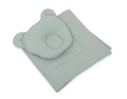 My Sweet Baby Pościel dla niemowląt z wypełnieniem kołderka i poduszka profilowana Miś - zestaw 2cz. - szałwia