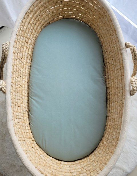 My Sweet Baby Prześcieradło bawełniane do kosza Mojżesza Boho wózka gondoli 75x35 cm - szałwia