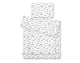Bobono Komplet pościeli dla dzieci z wypełnieniem 135x100 cm - chmurki szare